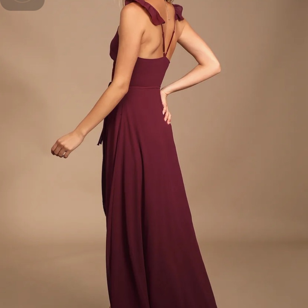 Lulus Burgundy High-Low Wrap Dress, XL NWT